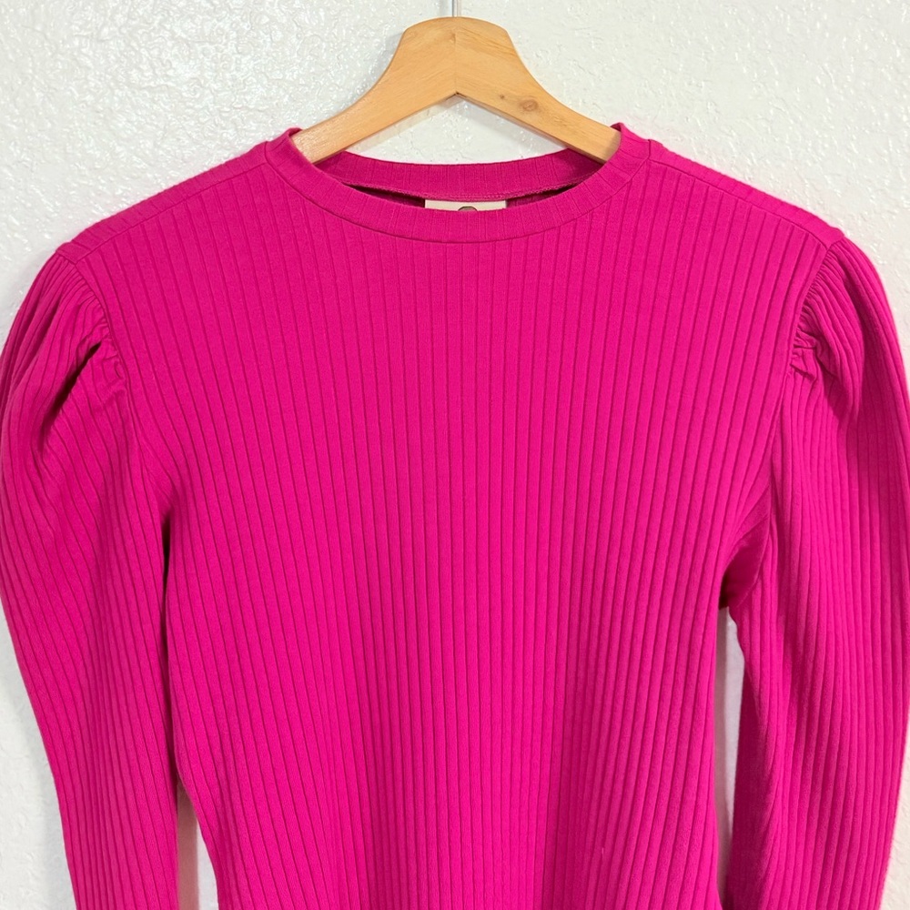 FARM Rio Pink Ribbed Long Sleeve Top - Picture 4 of 12